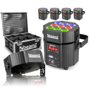 BeamZ BBP60 6x Wireless Battery Powered Uplighter with Charger Case
