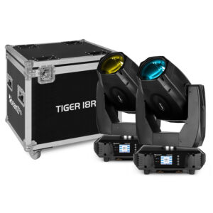 BeamZ Professional Tiger 18R Moving Head Lights with Flightcase