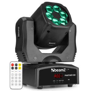 Beamz Panther 80 Moving Head Spot Light with Rotating Lenses - 6x 12W