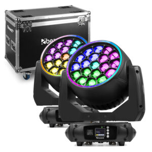 2x BeamZ Pro MHL1940 LED Moving Head Wash Lights with Flight Case