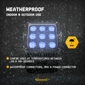BeamZ Pro StarColor72B Architectural Battery Flood Light – IP65 – 9x8W