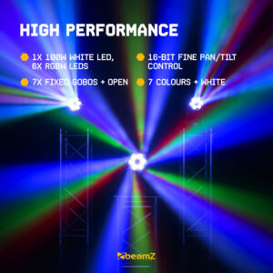 BeamZ Cobra 160 100W Moving Head Spot with 6x 10W B-Eye