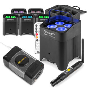6x BeamZ BBP54 Weatherproof Wireless Uplighters with Lightrider & Case