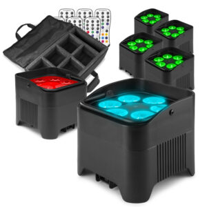 6x BeamZ BBP96S Wireless Battery Uplighters with Soft Case